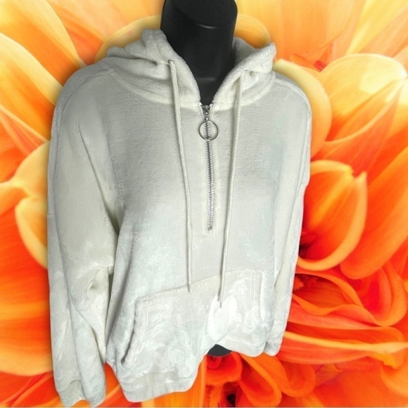 REFLEX Women’s Soft Plush Cream Quarter Zip Hoodie Size Large - Picture 2 of 13